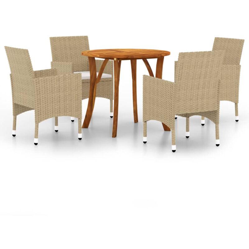 

Juego de comedor para jardín de 5 piezas beige - Beige - Vidaxl
