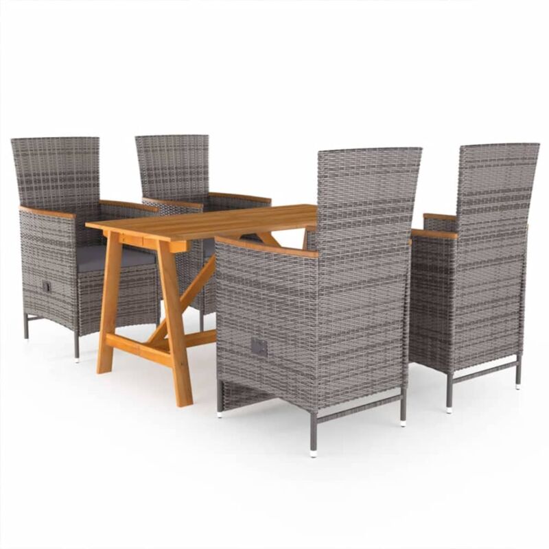 

Juego de comedor para jardín de 5 piezas gris - Gris - Vidaxl