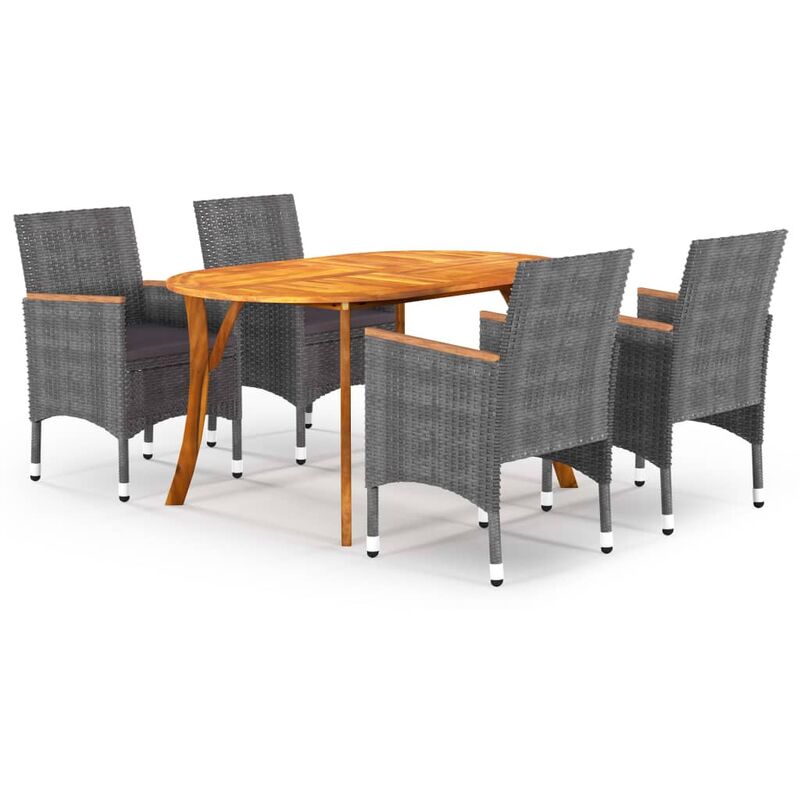 

vidaXL Juego de comedor para jardín de 5 piezas gris - Gris