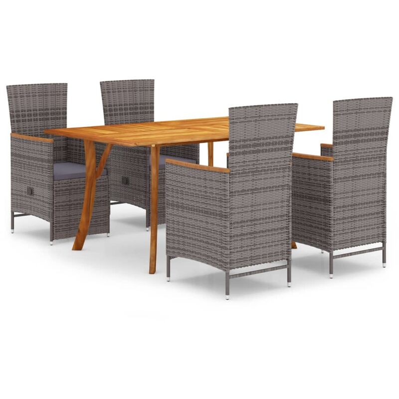

vidaXL Juego de comedor para jardín de 5 piezas gris - Gris