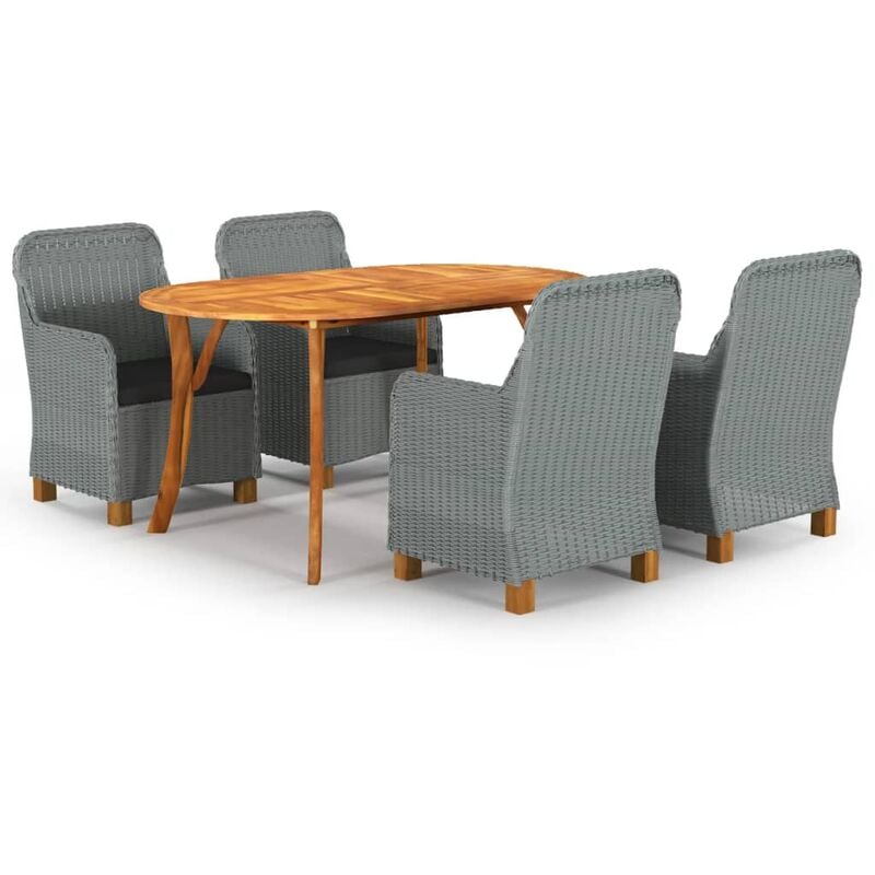 

Juego de comedor para jardín de 5 piezas gris claro - Gris - Vidaxl