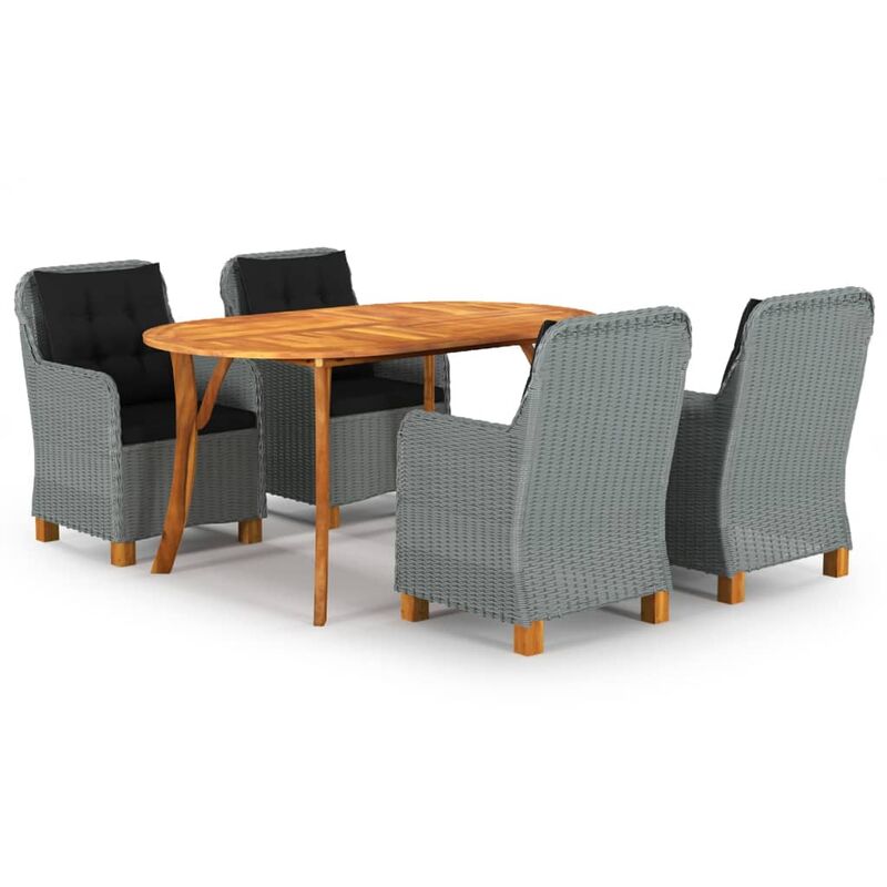 

Juego de comedor para jardín de 5 piezas gris claro - Gris - Vidaxl