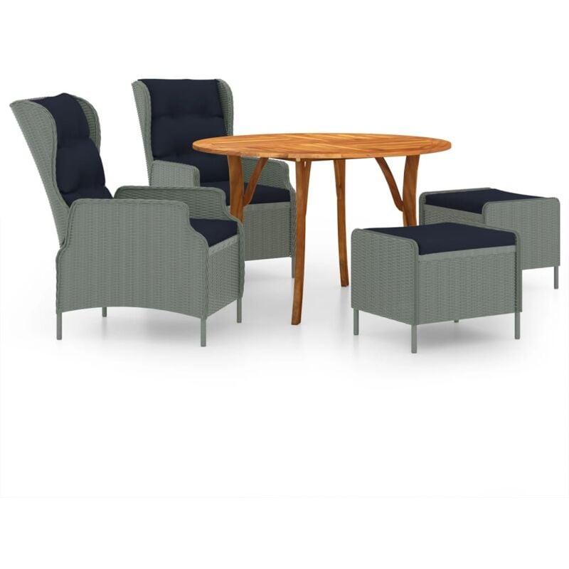 

vidaXL Juego de comedor para jardín de 5 piezas gris claro - Gris