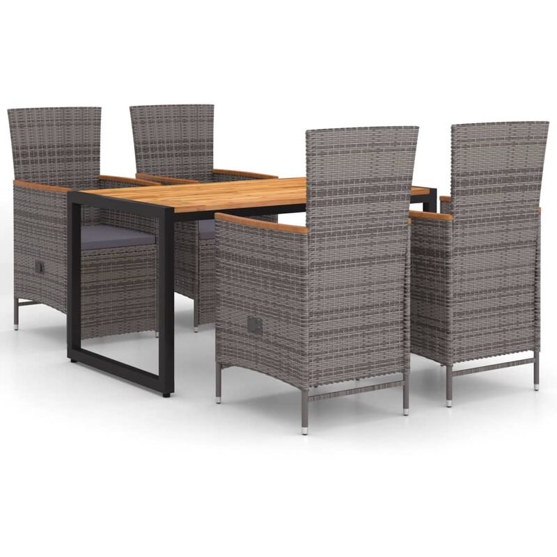 

Juego de comedor para jardín de 5 piezas gris - Gris - Vidaxl