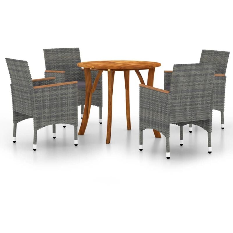 

Juego de comedor para jardín de 5 piezas gris - Gris - Vidaxl