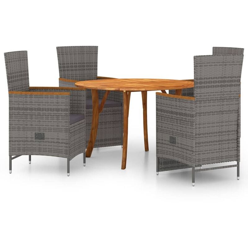 

Juego de comedor para jardín de 5 piezas gris - Gris - Vidaxl