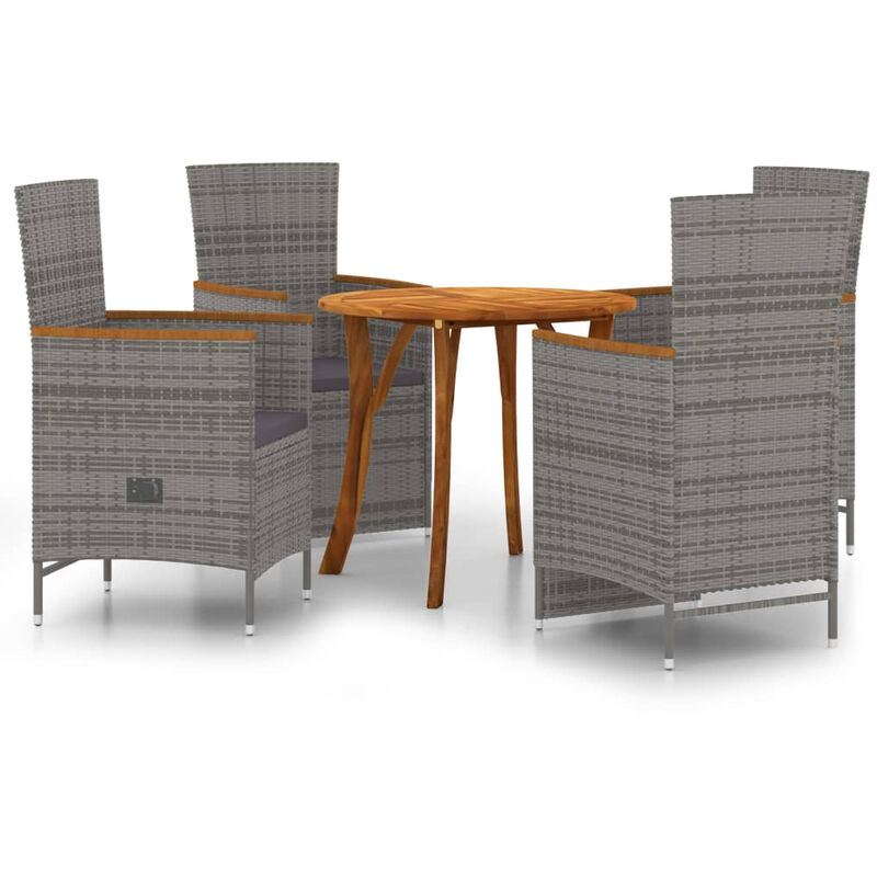 

Juego de comedor para jardín de 5 piezas gris - Gris - Vidaxl