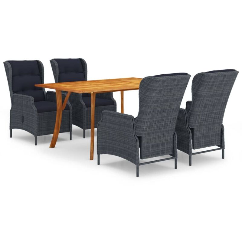 

Juego de comedor para jardín de 5 piezas gris oscuro - Gris - Vidaxl
