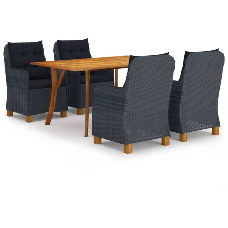 

Juego de comedor para jardín de 5 piezas gris oscuro - Gris - Vidaxl