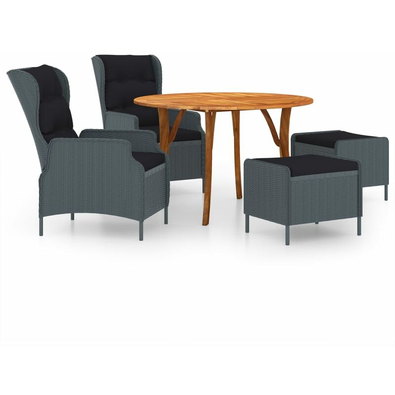 

Juego de comedor para jardín de 5 piezas gris oscuro - Gris - Vidaxl