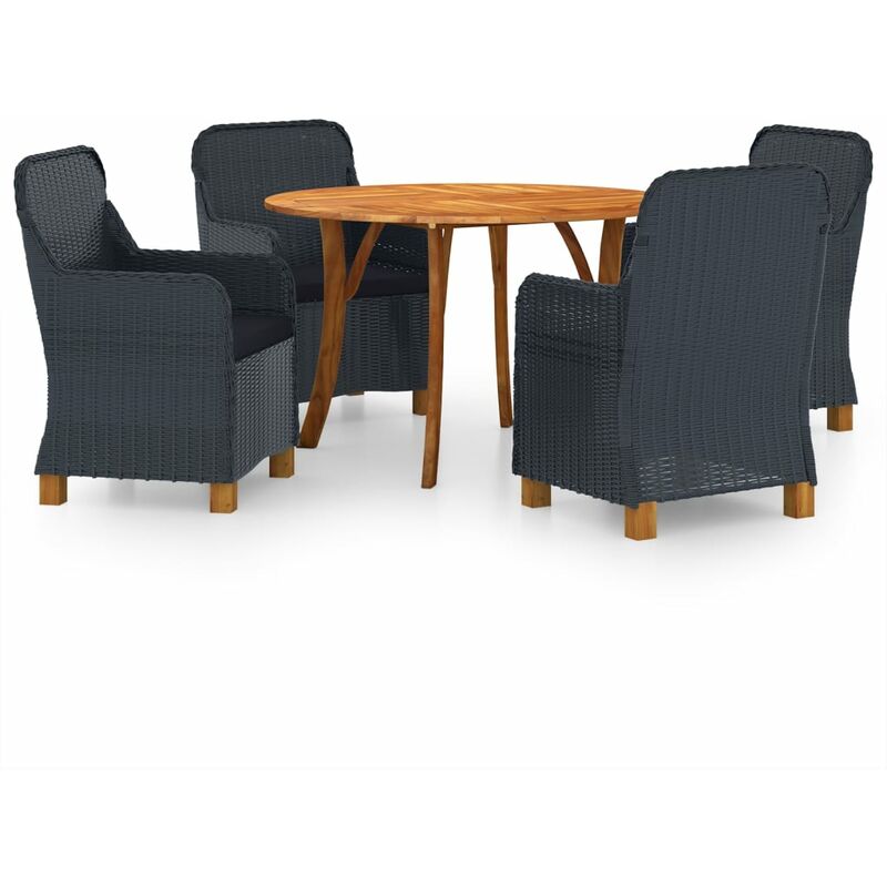 

Juego de comedor para jardín de 5 piezas gris oscuro - Gris - Vidaxl