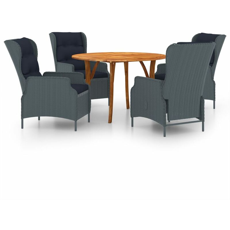 

Juego de comedor para jardín de 5 piezas gris oscuro - Gris - Vidaxl
