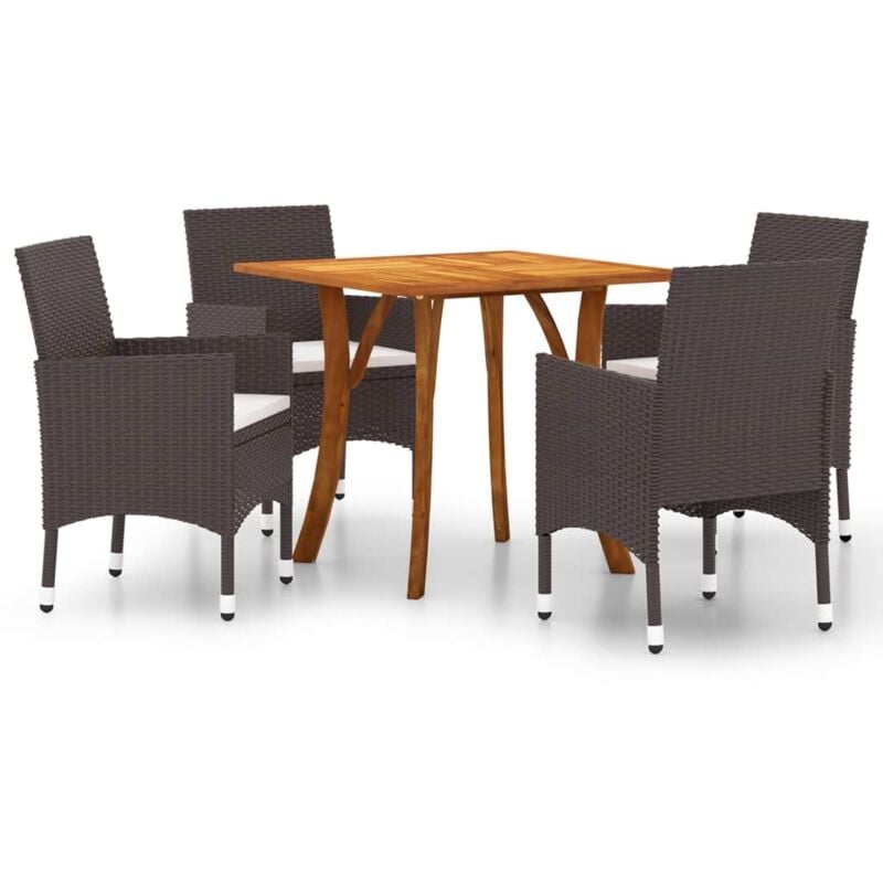 

vidaXL Juego de comedor para jardín de 5 piezas marrón - Marrón