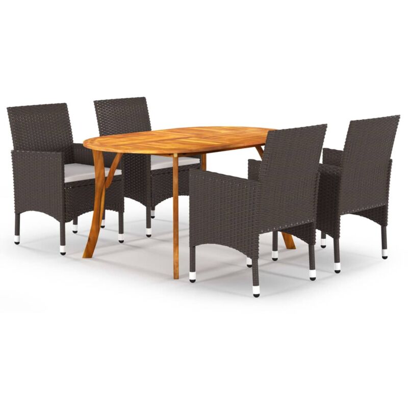 

vidaXL Juego de comedor para jardín de 5 piezas marrón - Marrón