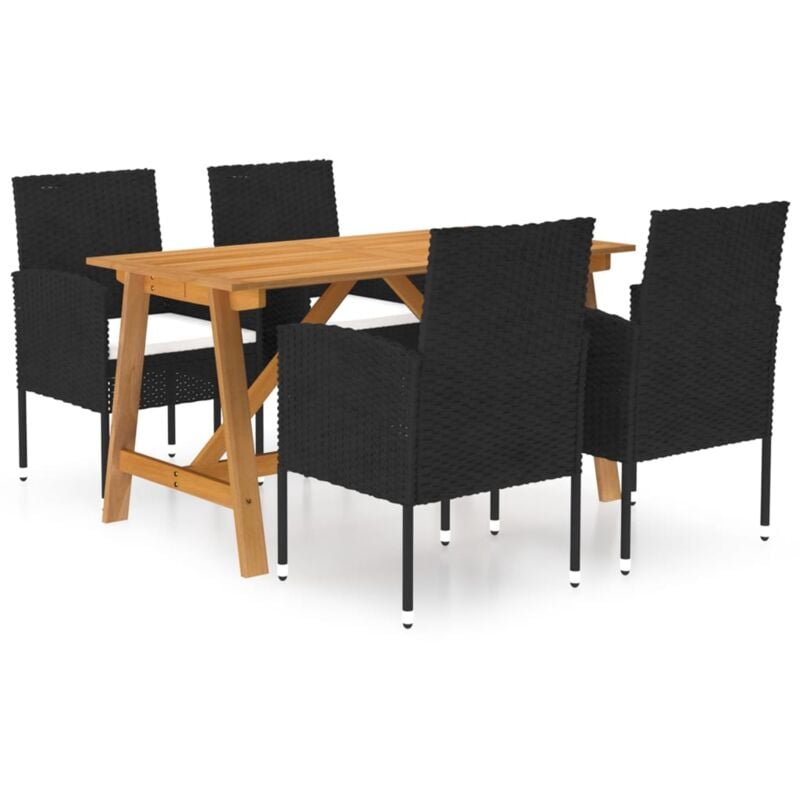 

Juego de comedor para jardín de 5 piezas negro - Negro - Vidaxl