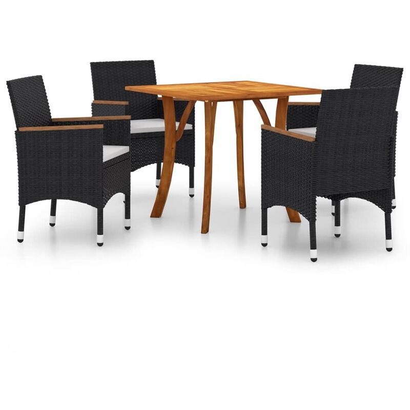 

vidaXL Juego de comedor para jardín de 5 piezas negro - Negro