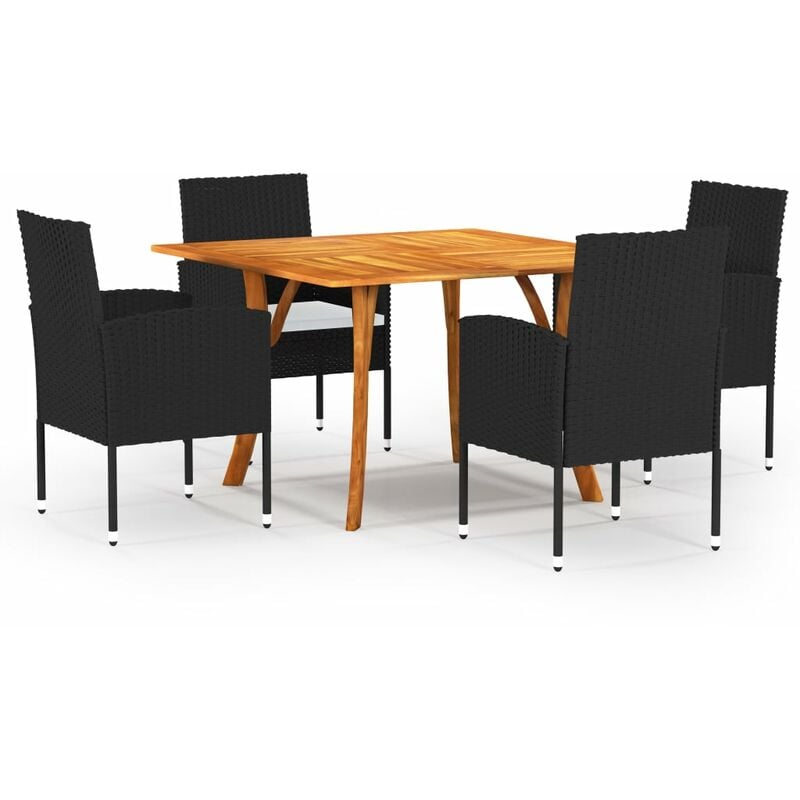 

vidaXL Juego de comedor para jardín de 5 piezas negro - Negro