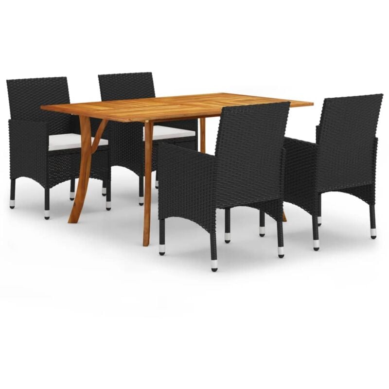 

vidaXL Juego de comedor para jardín de 5 piezas negro - Negro