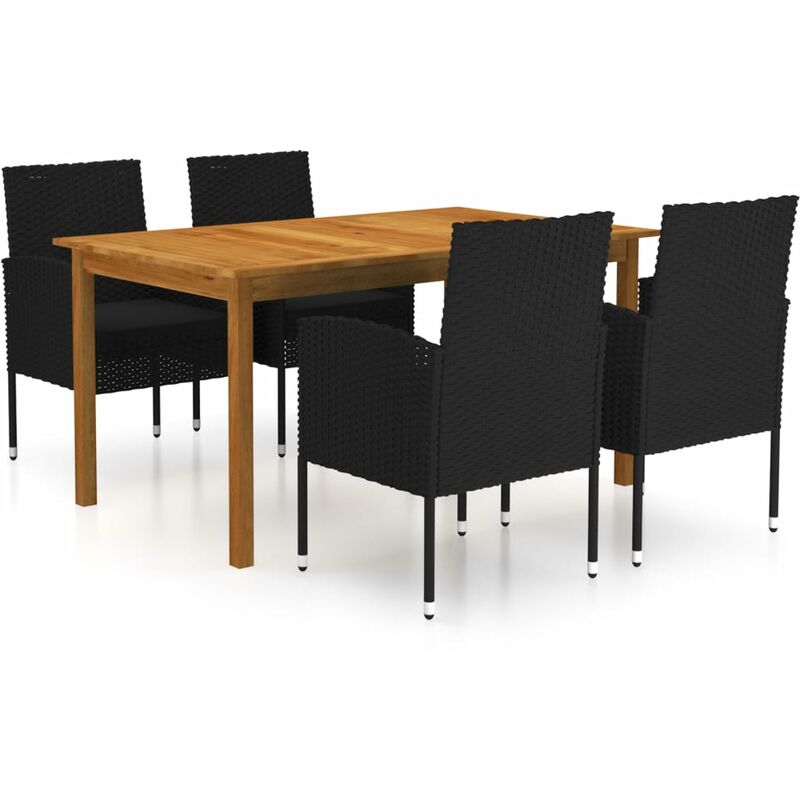 

Juego de comedor para jardín de 5 piezas negro - Negro - Vidaxl
