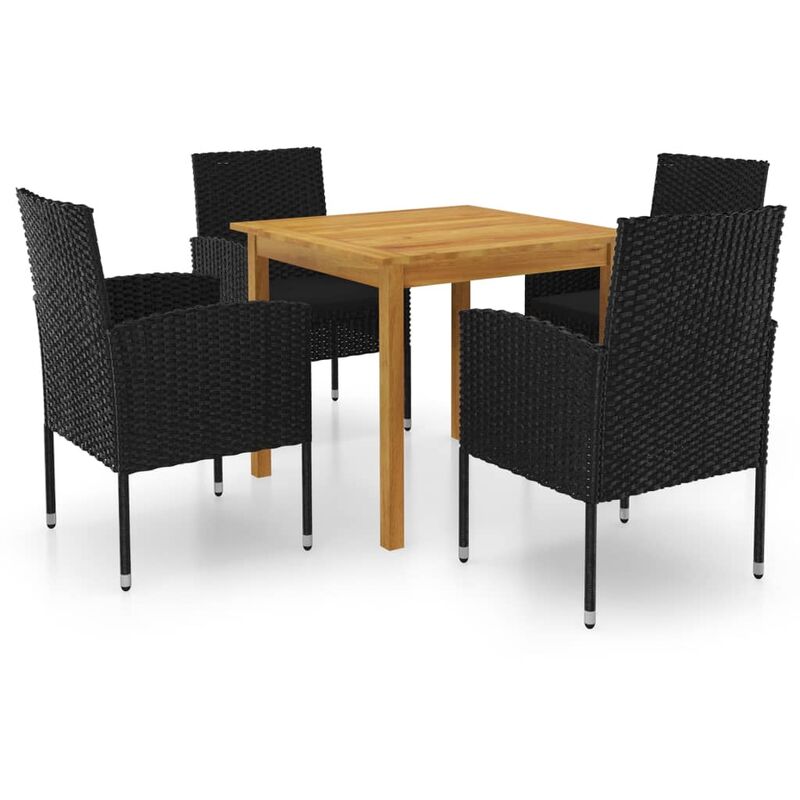 

Juego de comedor para jardín de 5 piezas negro - Negro - Vidaxl