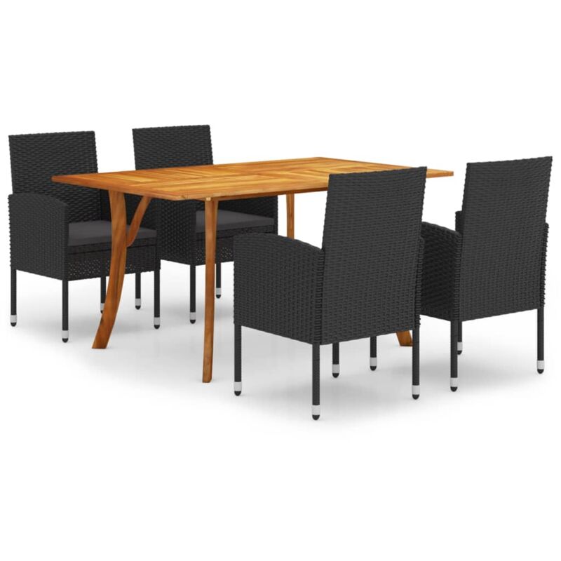 

Juego de comedor para jardín de 5 piezas negro - Negro - Vidaxl