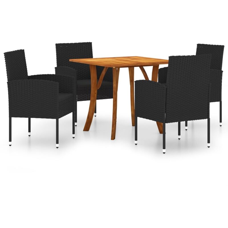 

vidaXL Juego de comedor para jardín de 5 piezas negro - Negro