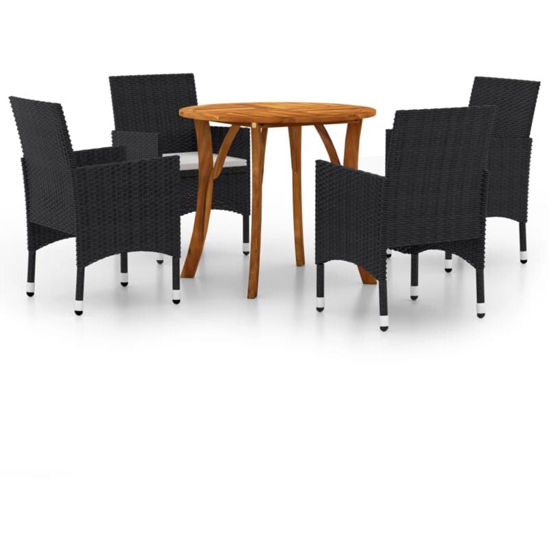 

vidaXL Juego de comedor para jardín de 5 piezas negro - Negro