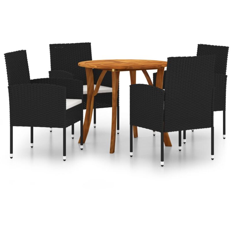 

vidaXL Juego de comedor para jardín de 5 piezas negro - Negro