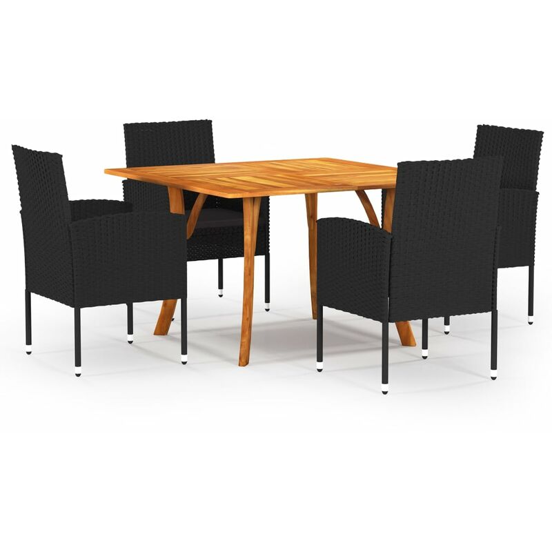 

vidaXL Juego de comedor para jardín de 5 piezas negro oscuro - Negro