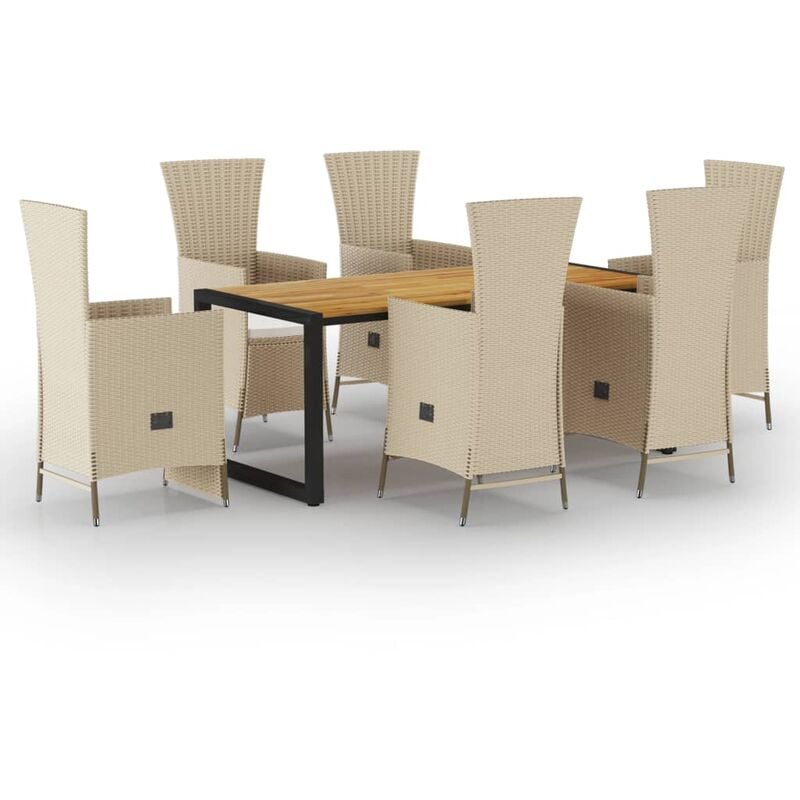 

Juego de comedor para jardín de 7 piezas beige - Beige - Vidaxl