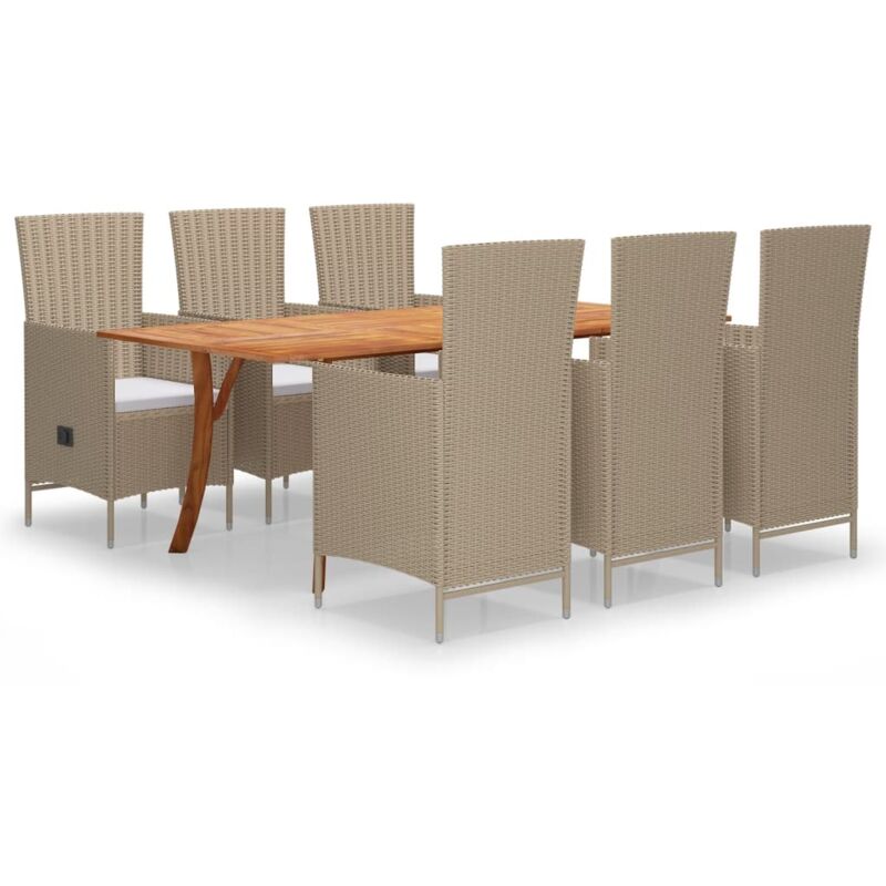 

Juego de comedor para jardín de 7 piezas beige - Beige - Vidaxl