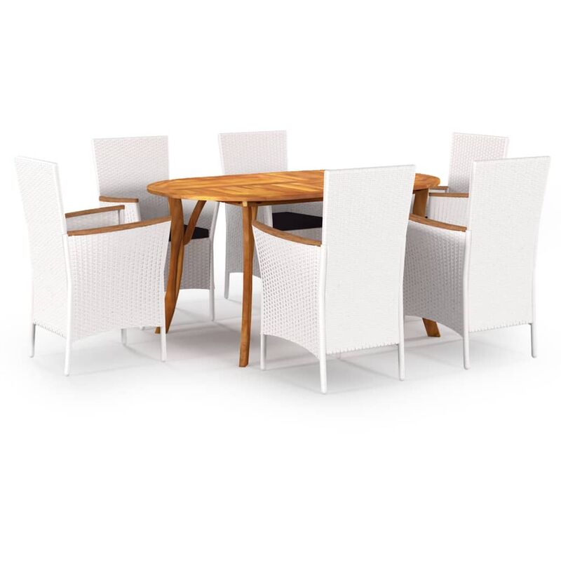 

Juego de comedor para jardín de 7 piezas blanco - Blanco - Vidaxl