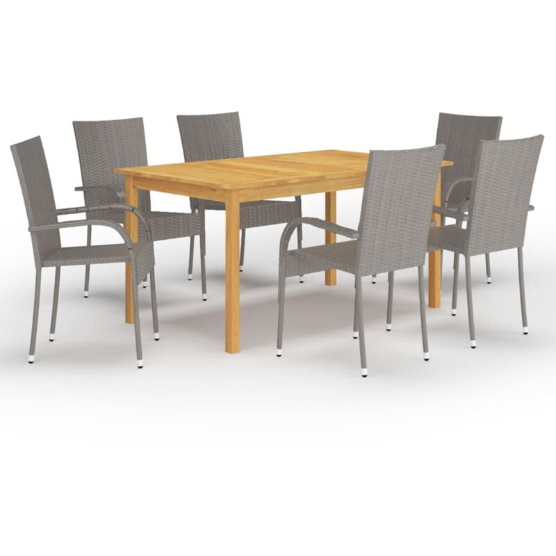 

vidaXL Juego de comedor para jardín de 7 piezas gris - Gris