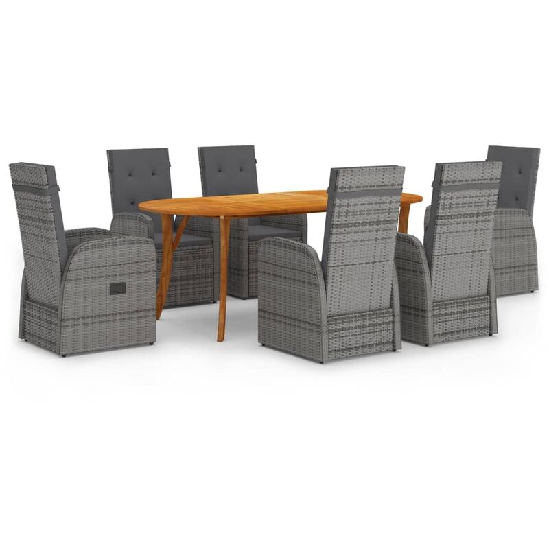 

Juego de comedor para jardín de 7 piezas gris - Gris - Vidaxl
