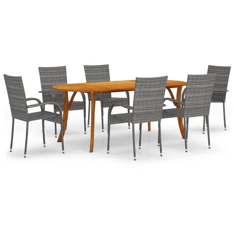

Juego de comedor para jardín de 7 piezas gris - Gris - Vidaxl