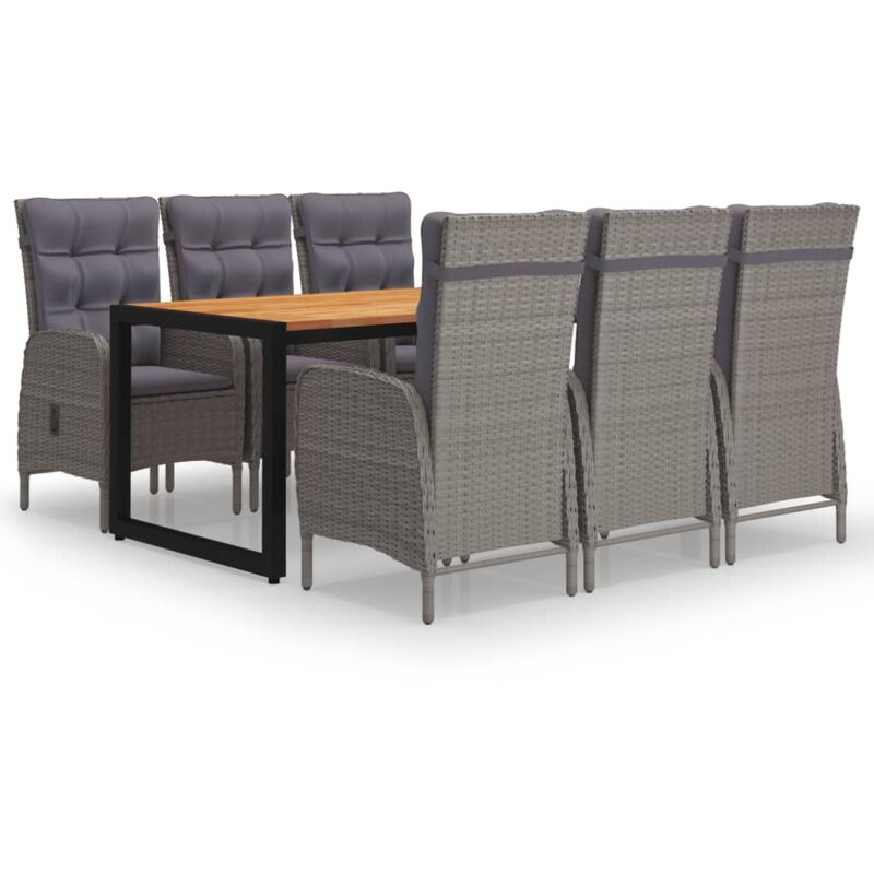 

Juego de comedor para jardín de 7 piezas gris - Gris - Vidaxl