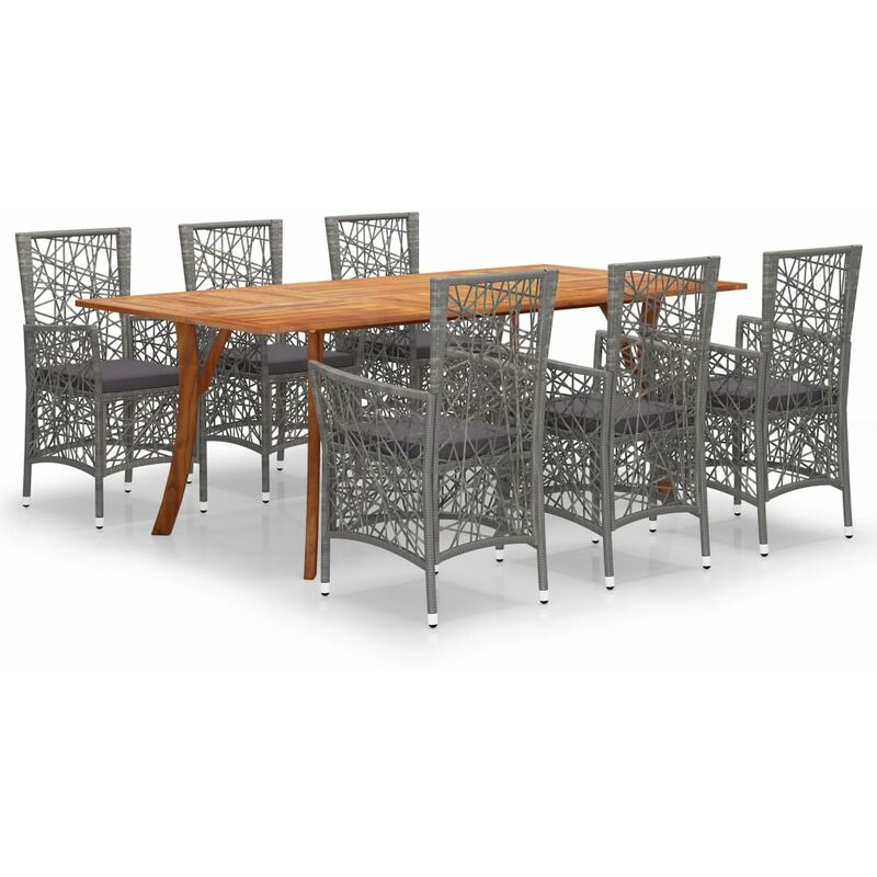 

Juego de comedor para jardín de 7 piezas gris - Gris - Vidaxl