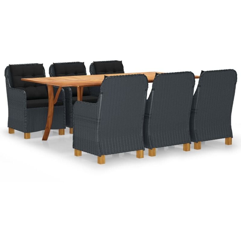 

vidaXL Juego de comedor para jardín de 7 piezas gris oscuro - Gris