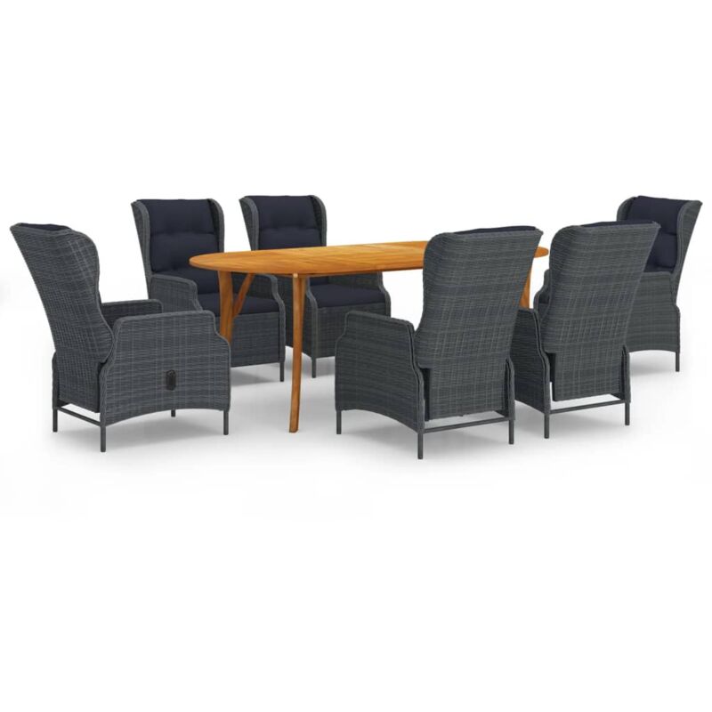 

Juego de comedor para jardín de 7 piezas gris oscuro - Gris - Vidaxl