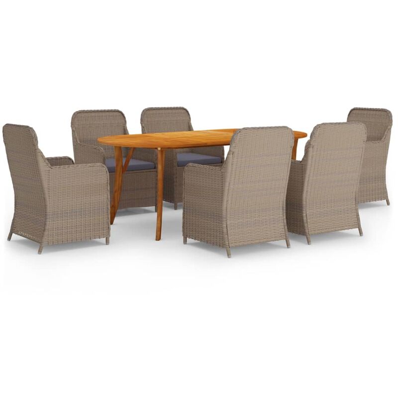 

Juego de comedor para jardín de 7 piezas marrón - Marrón - Vidaxl