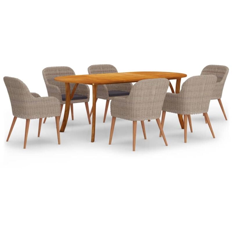 

Juego de comedor para jardín de 7 piezas marrón - Marrón - Vidaxl
