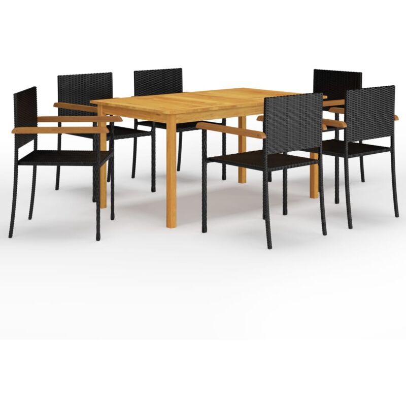 

vidaXL Juego de comedor para jardín de 7 piezas negro - Negro