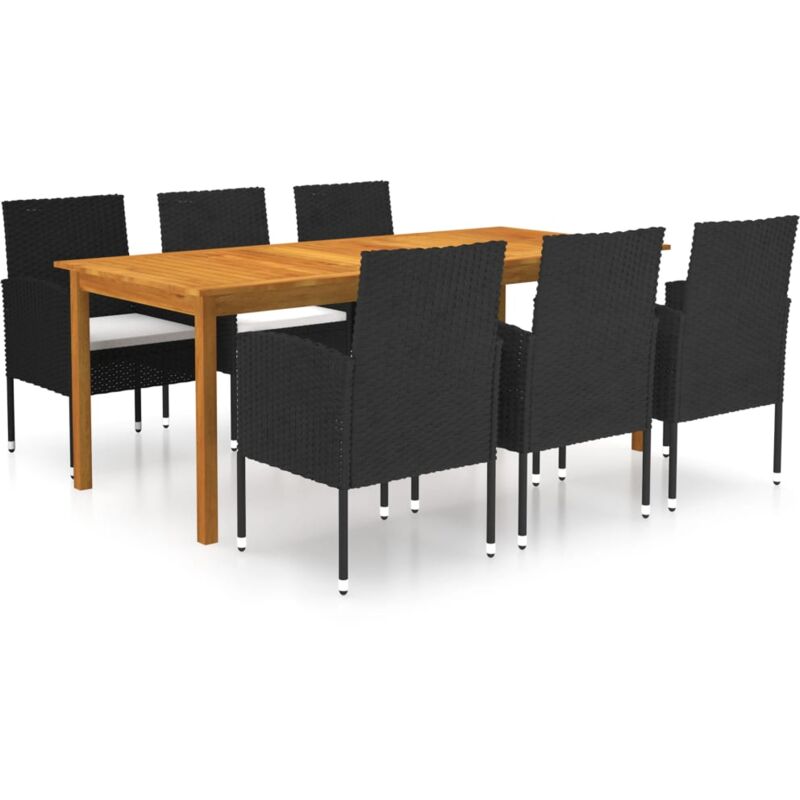 

Juego de comedor para jardín de 7 piezas negro - Negro - Vidaxl