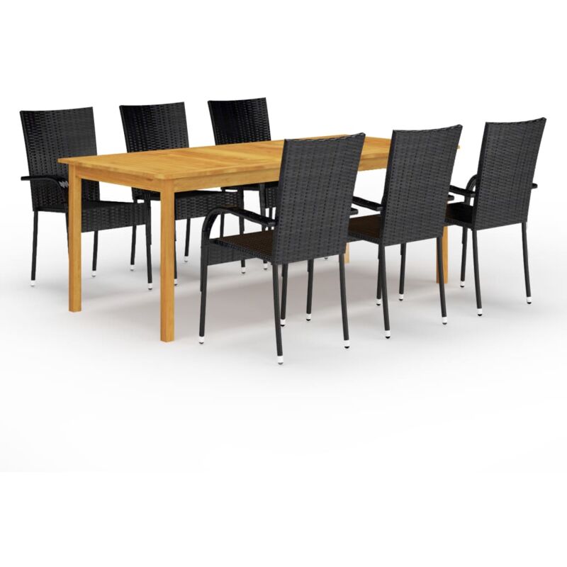 

Juego de comedor para jardín de 7 piezas negro - Negro - Vidaxl