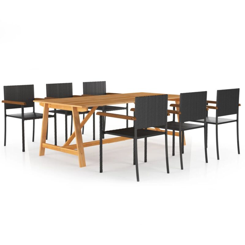 

Juego de comedor para jardín de 7 piezas negro - Negro - Vidaxl