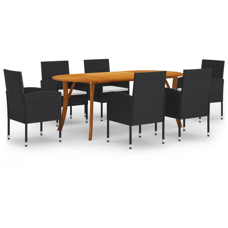 

Juego de comedor para jardín de 7 piezas negro - Negro - Vidaxl