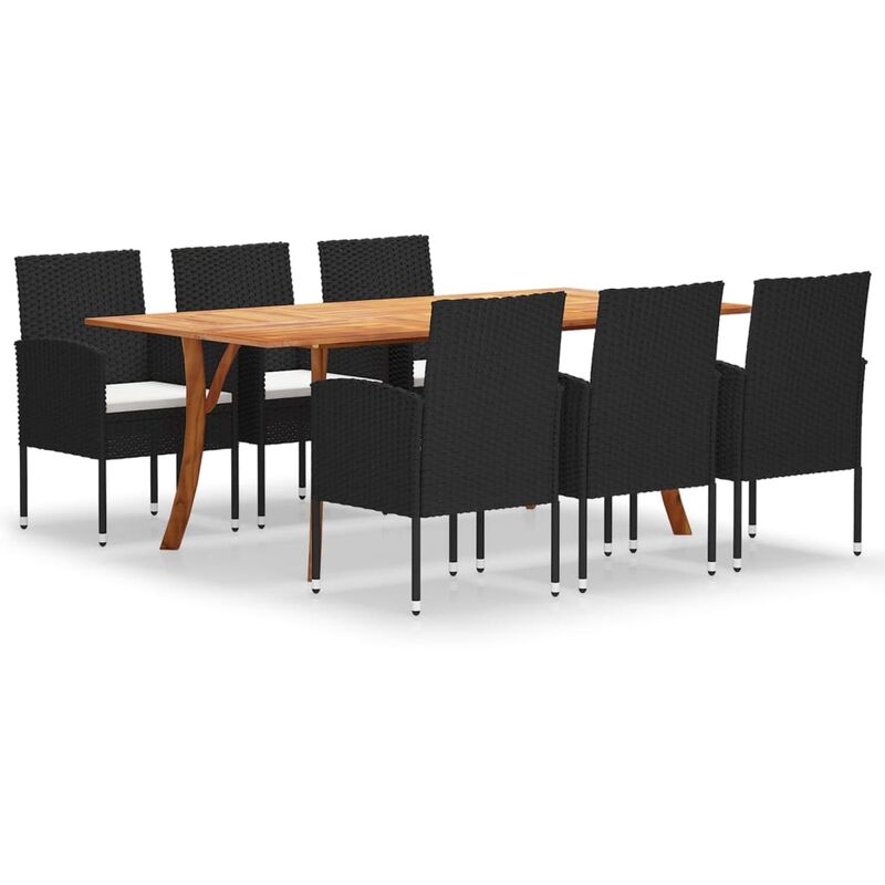 

vidaXL Juego de comedor para jardín de 7 piezas negro - Negro
