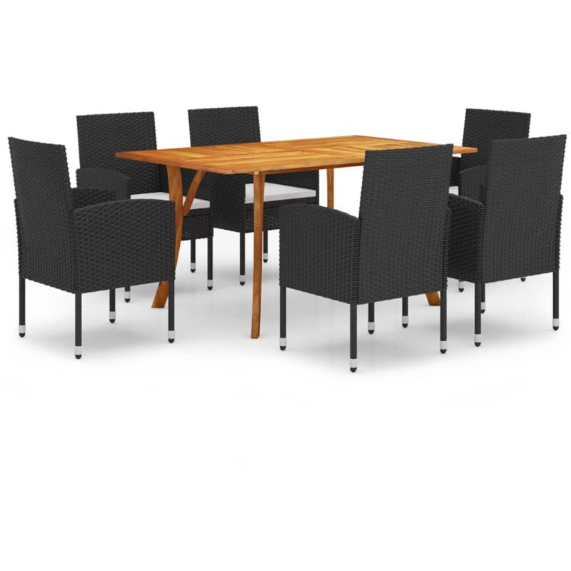 

vidaXL Juego de comedor para jardín de 7 piezas negro - Negro