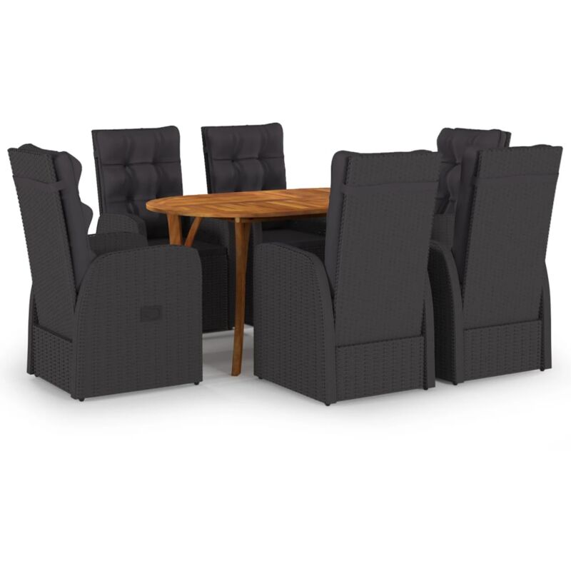 

Juego de comedor para jardín de 7 piezas negro - Negro - Vidaxl