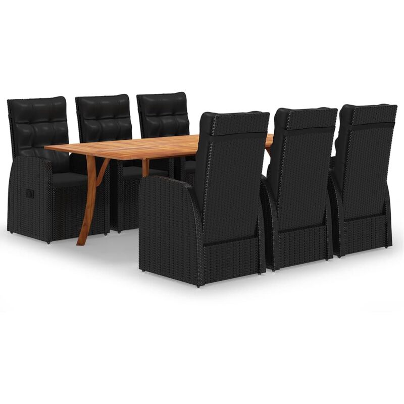 

Juego de comedor para jardín de 7 piezas negro - Negro - Vidaxl